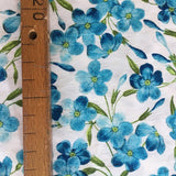 Tissu coton fleurs bleu