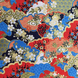 Tissu japonais arc de cercle bleu