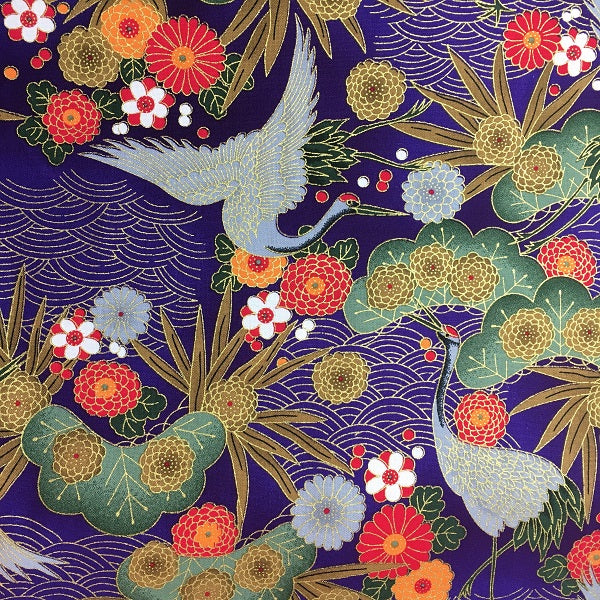 Coupon japonais cigogne sur fond violet