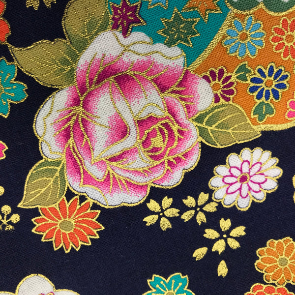 tissu japonais fleur rose