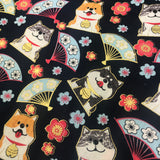tissu japonais chat et eventail