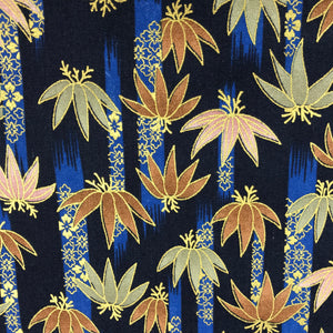 Tissu bleu du Japon fleurs en or